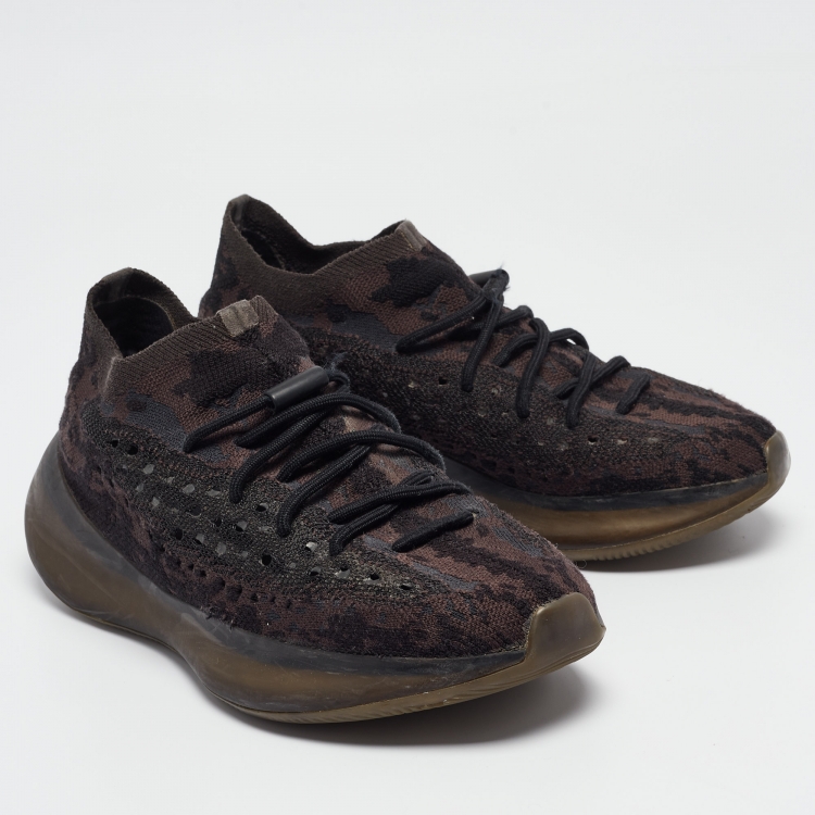 Pre Owned Yeezy x Adidas Black Knit Fabric Boost 380 Onyx Sneakers Size 42