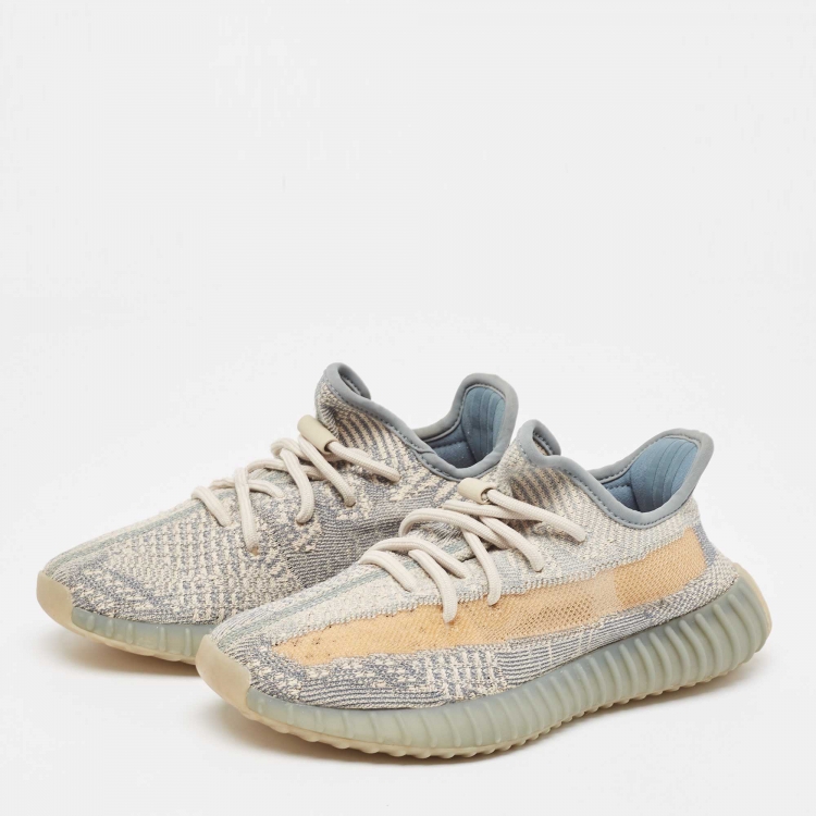 Pre Owned Yeezy x Adidas Grey/White Knit Fabric Boost 350 V2 Israfil Sneakers Size 36 2/3