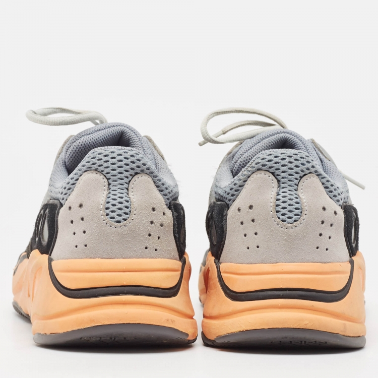 Pre Owned Yeezy x Adidas Multicolor Suede and Mesh Boost 700 Wash Orange Sneakers Size 44 2/3 
