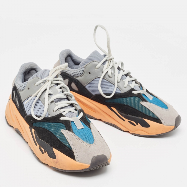 Pre Owned Yeezy x Adidas Multicolor Suede and Mesh Boost 700 Wash Orange Sneakers Size 44 2/3 
