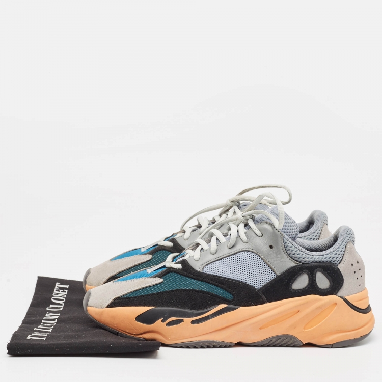 Pre Owned Yeezy x Adidas Multicolor Suede and Mesh Boost 700 Wash Orange Sneakers Size 44 2/3 