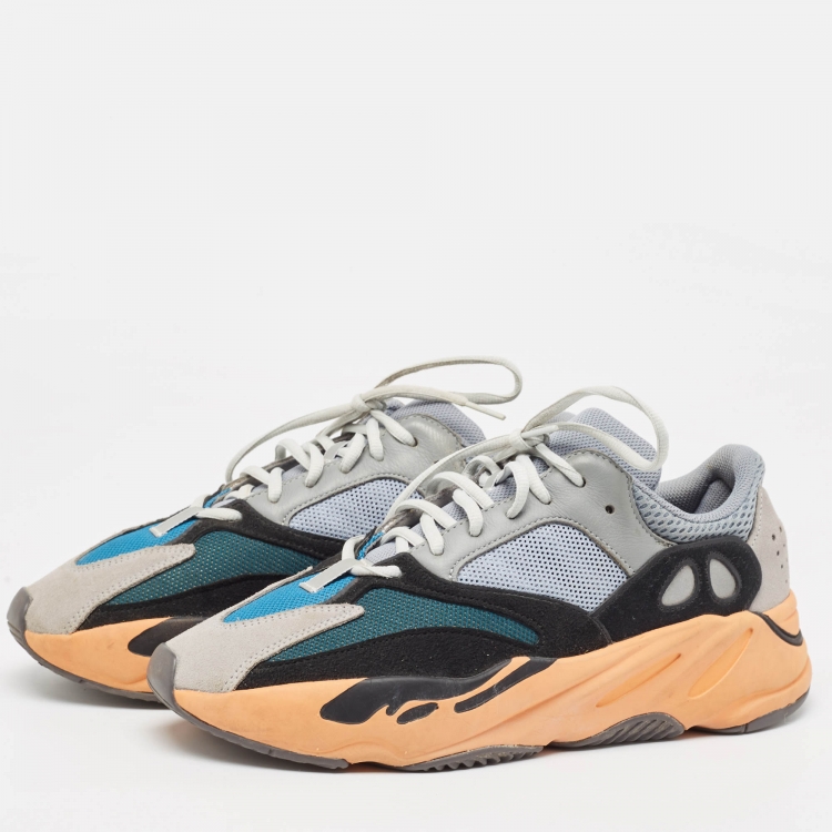 Pre Owned Yeezy x Adidas Multicolor Suede and Mesh Boost 700 Wash Orange Sneakers Size 44 2/3 
