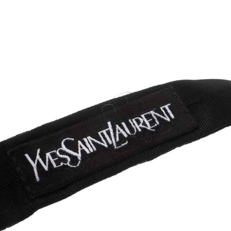 Pre Owned Yves Saint Laurent Black Textured Metallic Jacquard Bow Tie