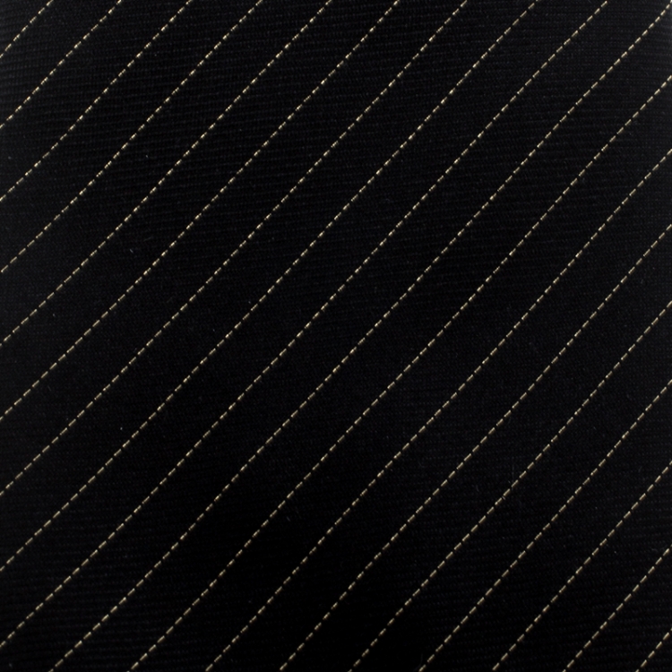 Pre Owned Yves Saint Laurent Black Lurex Striped Silk Tie