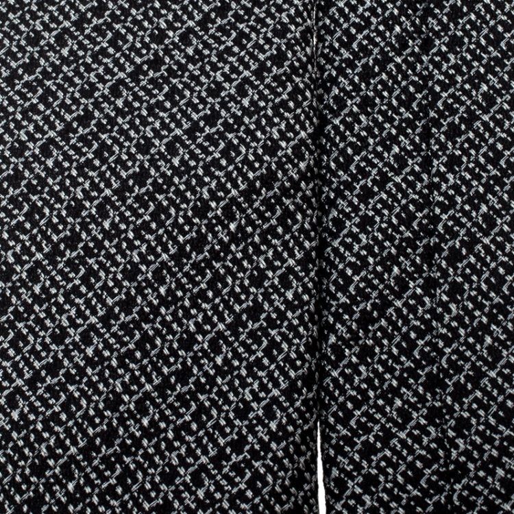 Pre Owned Yves Saint Laurent Black Textured Silk Jacquard Tie