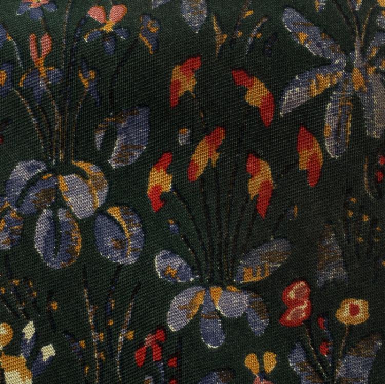 Pre Owned Yves Saint Laurent Bottle Green Floral Printed Silk Tie
