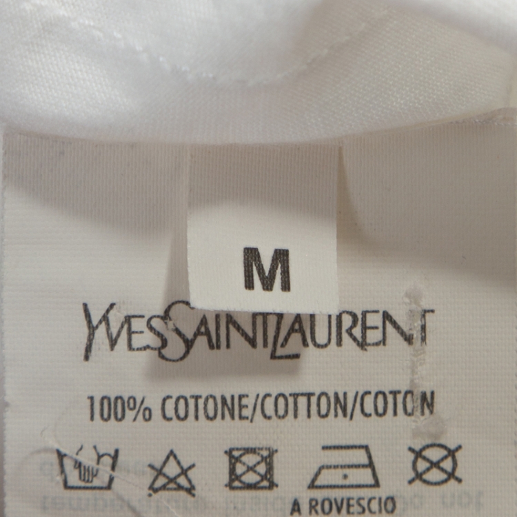 Pre Owned Yves Saint Laurent White Logo Print Cotton Dubai Exclusive T-Shirt M 