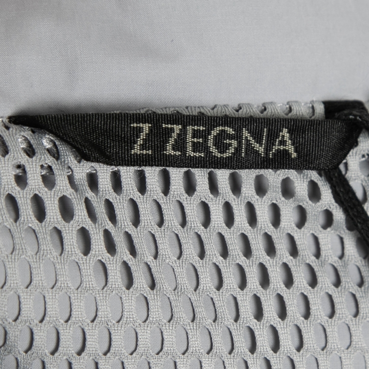 Pre Owned Z Zegna White & Grey Synthetic Windbreaker Jacket L