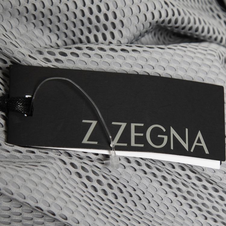 Pre Owned Z Zegna White & Grey Synthetic Windbreaker Jacket L