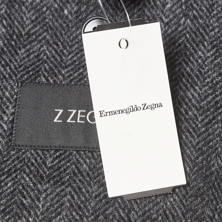 Pre Owned Z Zegna Grey Herringbone Wool Blend Blazer M