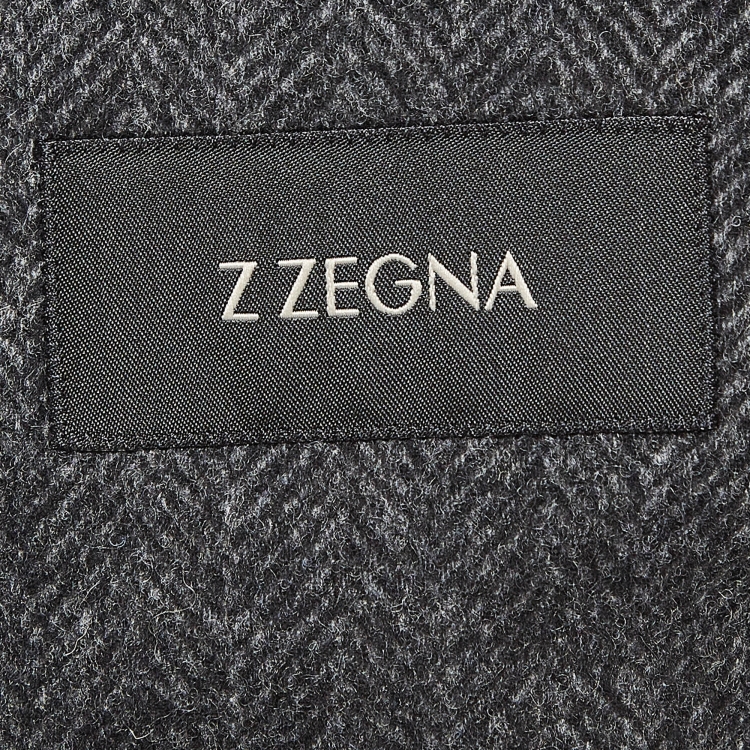 Pre Owned Z Zegna Grey Herringbone Wool Blend Blazer M
