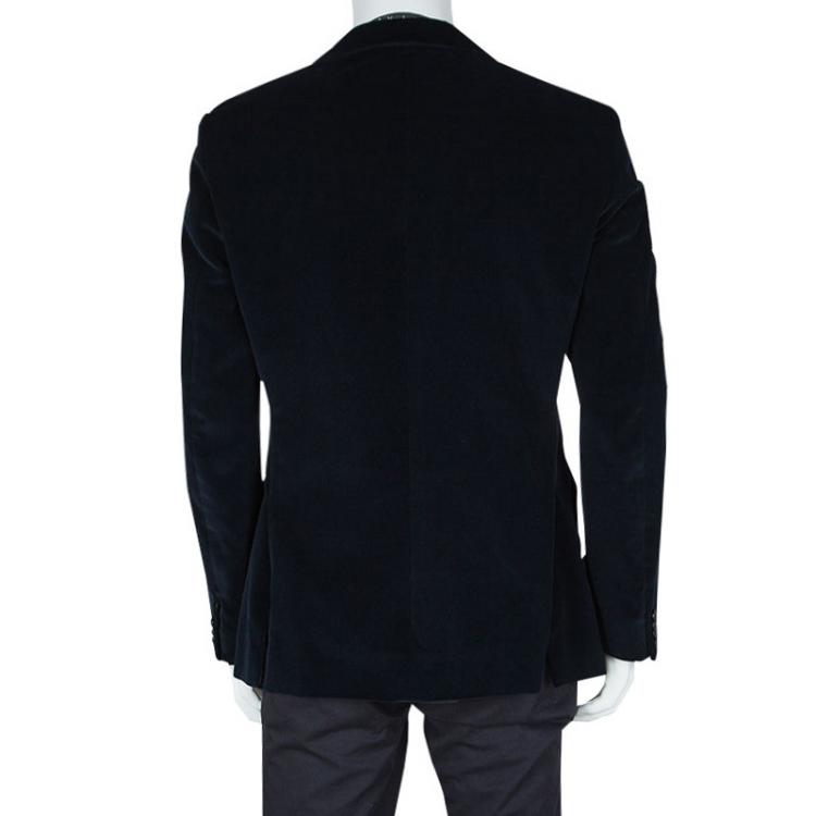 Pre Owned Z Zegna Harry Rosen Navy Blue Checked Velvet Drop 8 Deco Blazer XXL