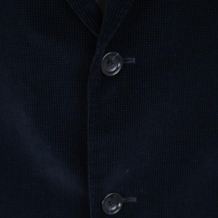 Pre Owned Z Zegna Harry Rosen Navy Blue Checked Velvet Drop 8 Deco Blazer XXL