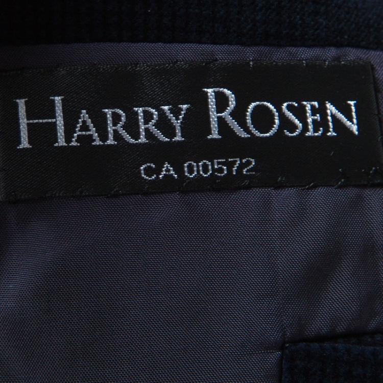 Pre Owned Z Zegna Harry Rosen Navy Blue Checked Velvet Drop 8 Deco Blazer XXL
