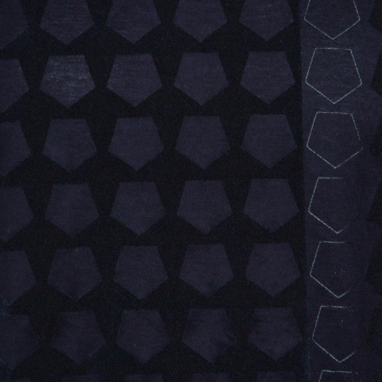 Pre Owned Z Zegna Navy Blue Pentagon Flock Printed Short Sleeve T-Shirt XL