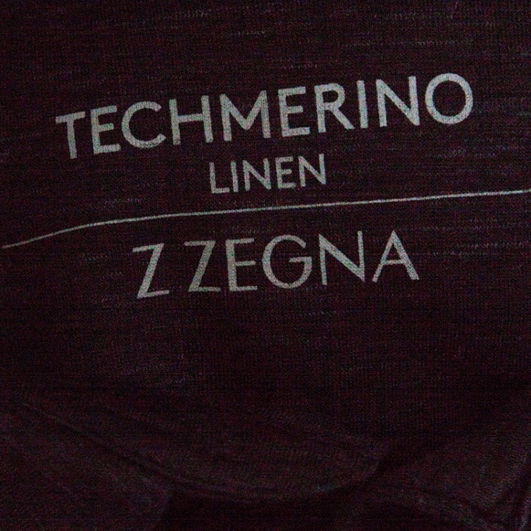 Pre Owned Z Zegna Techmerino Navy Blue Wool and Linen Slub Jersey Polo T-Shirt L