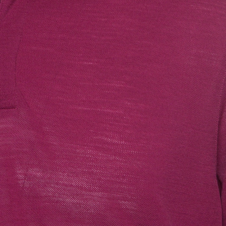 Pre Owned Z Zegna Techmerino Burgundy Honeycomb Knit Polo T-Shirt L
