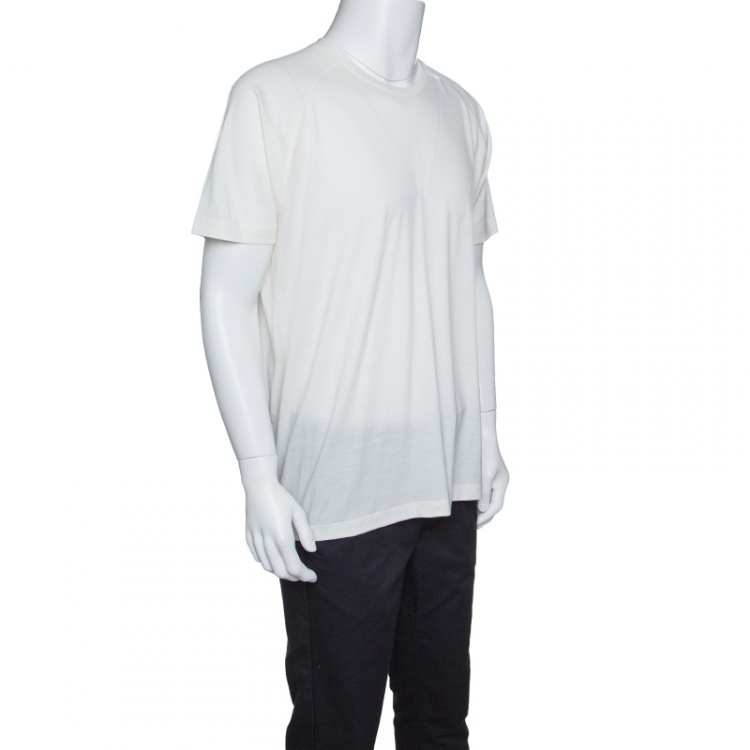 Pre Owned Z Zegna Techmerino Cream Wool Jersey Raglan Sleeve T-Shirt XL