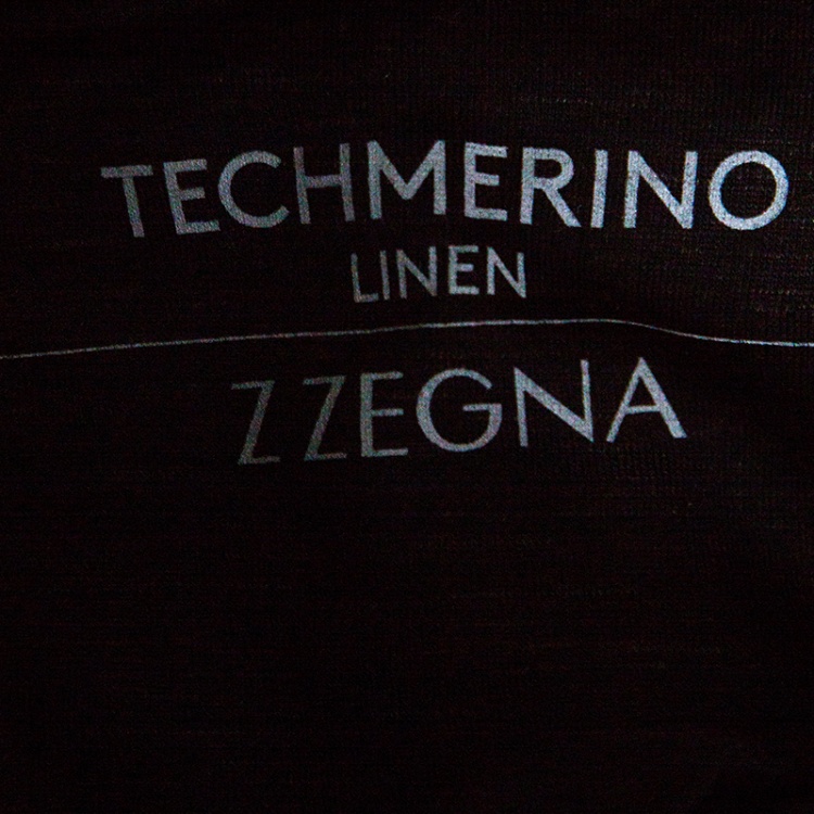Pre Owned Z Zegna Techmerino Dark Grey Wool and Linen Slub Jersey Polo T-Shirt L
