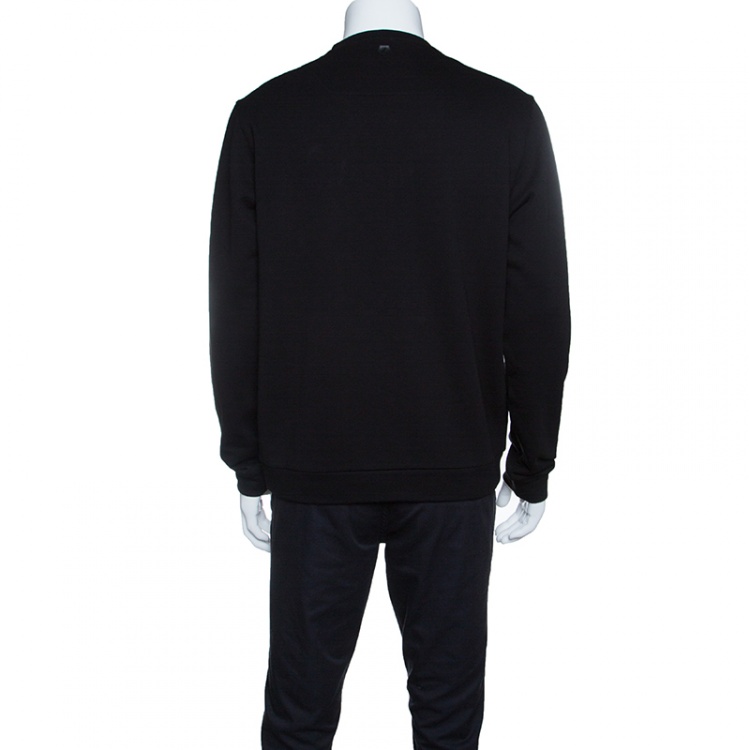 Pre Owned Z Zegna Black Chevron Print Sweatshirt L