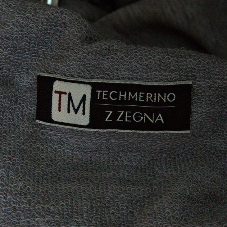 Pre Owned Z Zegna Techmerino Grey Contrast Striped Wool Logo Patch Jogger Pants M
