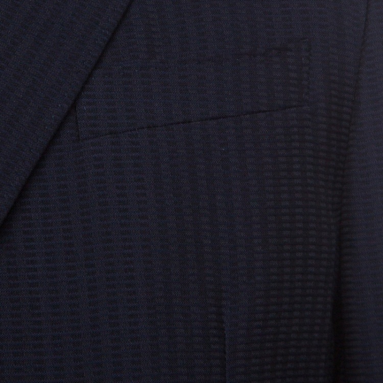 Pre Owned Z Zegna Navy Blue Textured Cotton Wool Turati Blazer XL