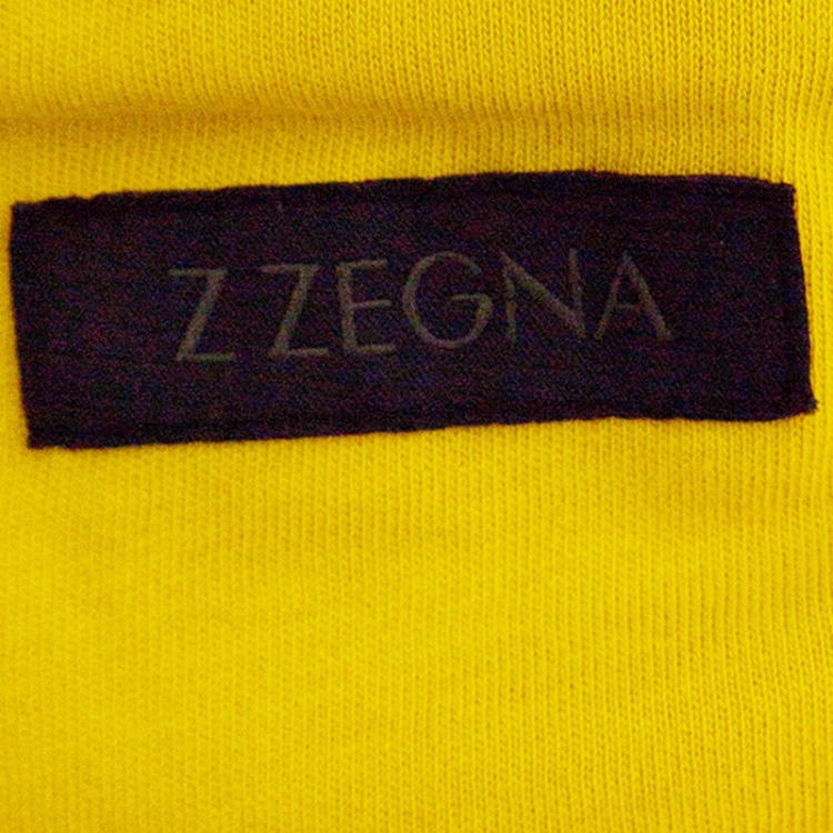 Pre Owned Z Zegna Yellow Cotton Knit Ribbed Trim Zip Front Sweatshirt L