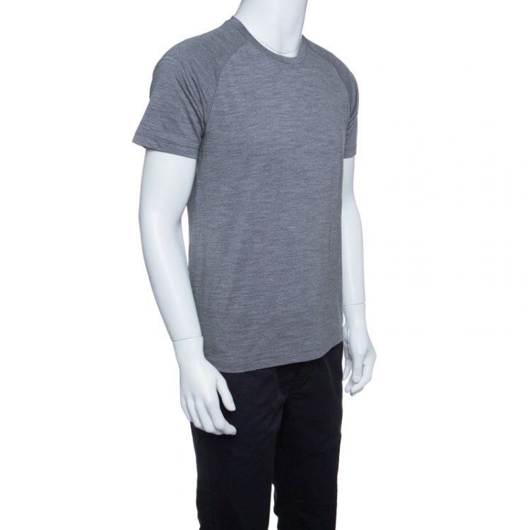 Pre Owned Z Zegna Techmerino Grey Wool Crew Neck T-Shirt M