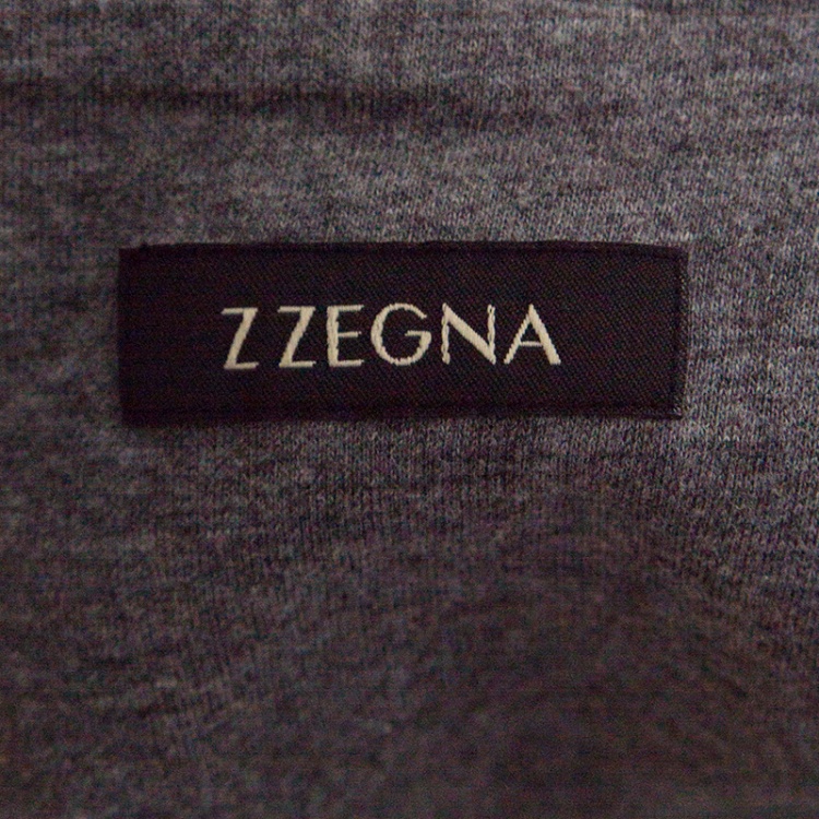 Pre Owned Z Zegna Grey Cotton Geometric Pattern Crew Neck T-Shirt M