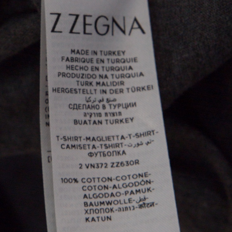Pre Owned Z Zegna Grey Cotton Geometric Pattern Crew Neck T-Shirt M