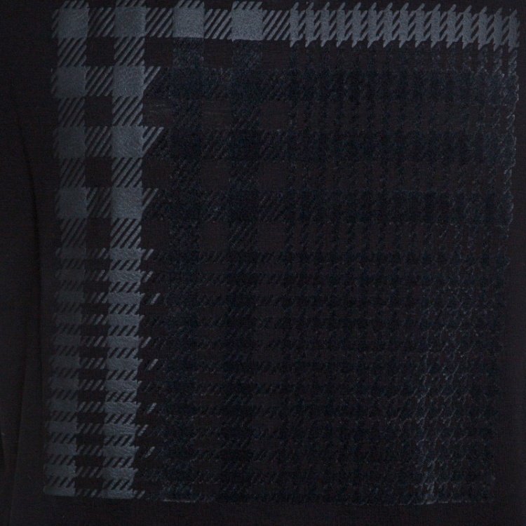 Pre Owned Z Zegna Black Plaid Pattern Flock Printed Short Sleeve T-Shirt M