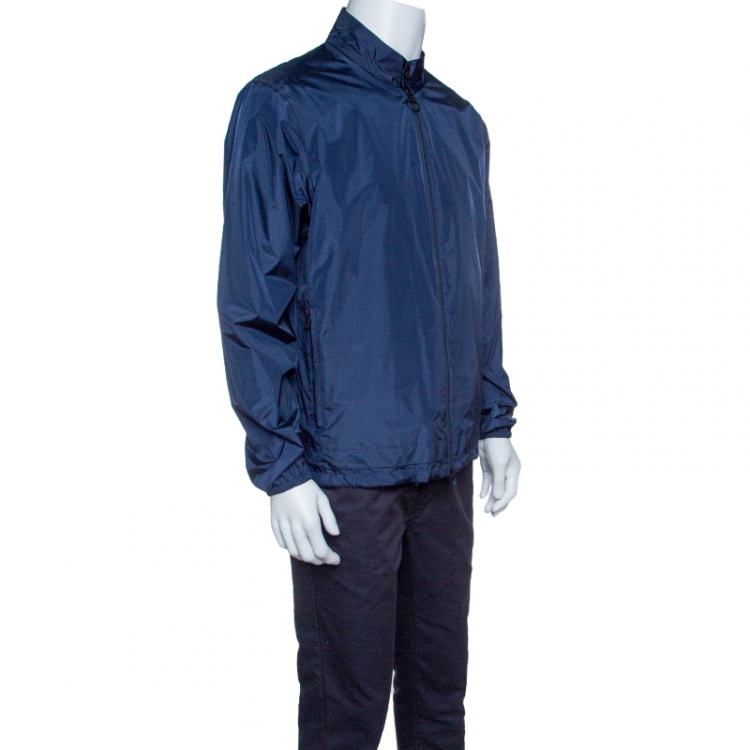 Z Zegna Travel Concept Navy Blue Water Resistant Zip Front Jacket 