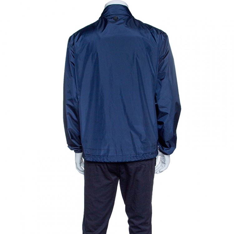 Pre Owned Z Zegna Travel Concept Navy Blue Water Resistant Zip Front Jacket L