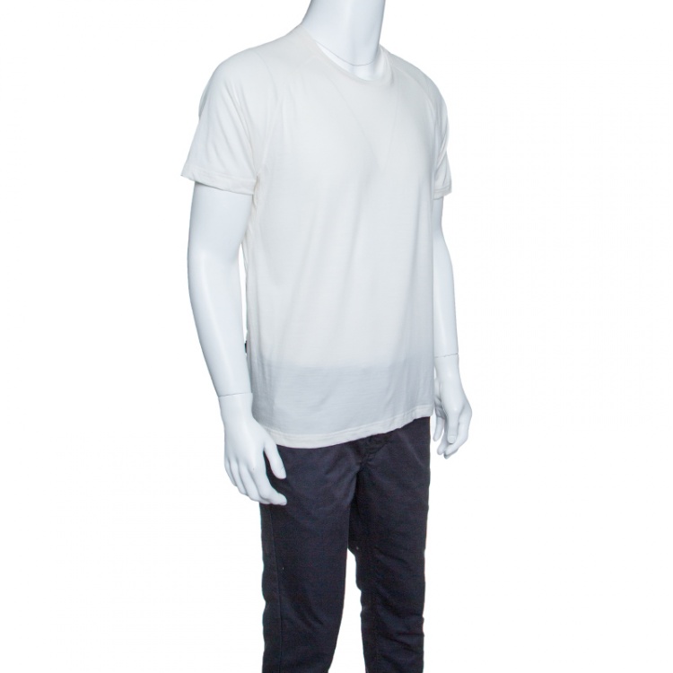 Pre Owned Z Zegna Techmerino Cream Wool Jersey Crew Neck T-Shirt L