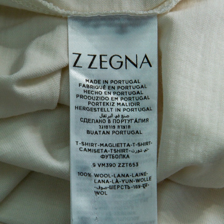 Pre Owned Z Zegna Techmerino Cream Wool Jersey Crew Neck T-Shirt L