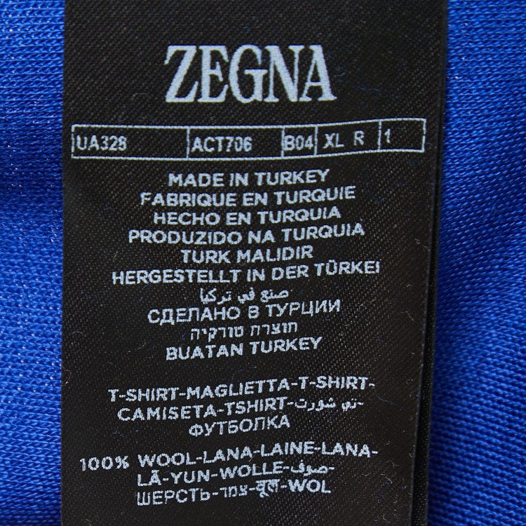Pre Owned  Zegna Blue Wool Crew Neck Half Sleeve T-Shirt XL