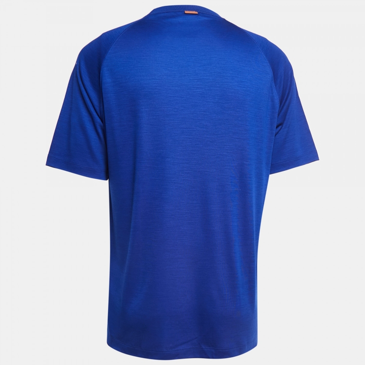 Pre Owned  Zegna Blue Wool Crew Neck Half Sleeve T-Shirt XL