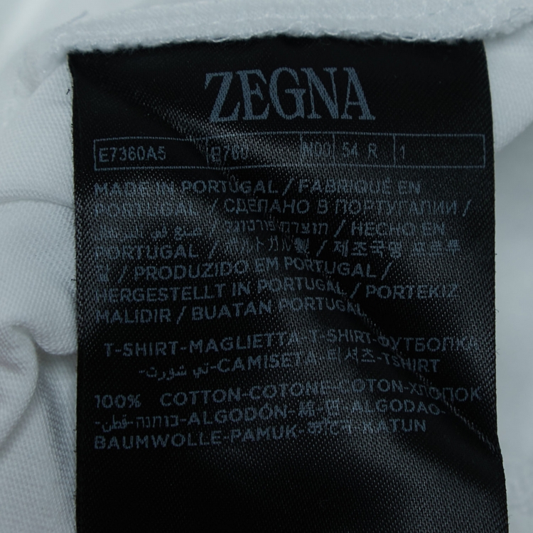 Pre Owned Z Zegna White Logo Embroidered Cotton Half Sleeve T-Shirt XL