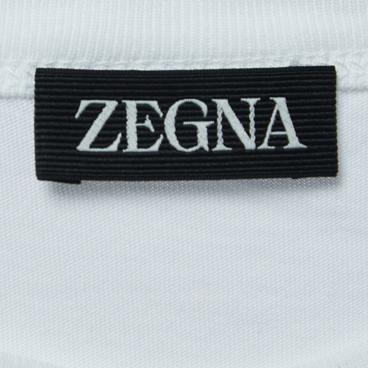 Pre Owned Z Zegna White Logo Embroidered Cotton Half Sleeve T-Shirt XL