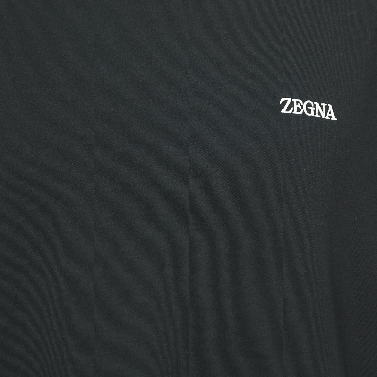 Pre Owned Z Zegna Black Logo Embroidered Cotton Half Sleeve T-Shirt XL