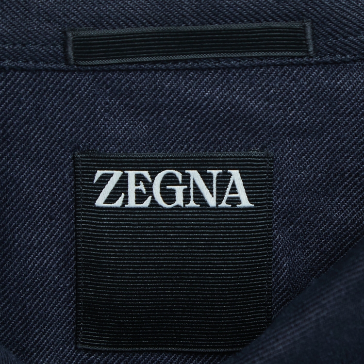 Pre Owned Zegna Navy Blue Linen Overshirt XL