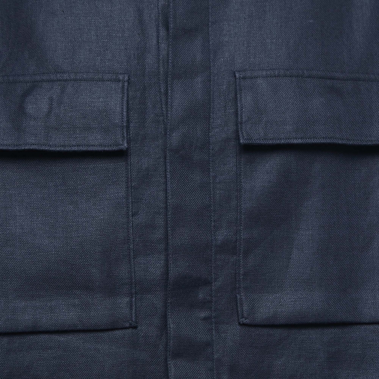 Pre Owned Zegna Navy Blue Linen Overshirt XL