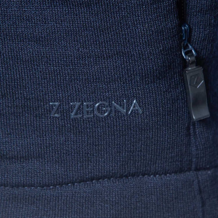 Pre Owned Z Zegna Navy Blue Tech-Merino Zipper Jacket S