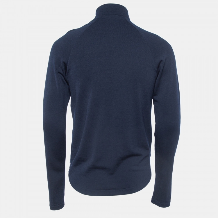Pre Owned Z Zegna Navy Blue Tech-Merino Zipper Jacket S