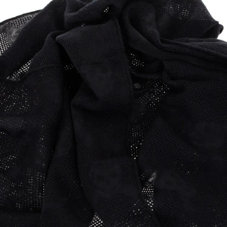 Pre Owned Alexander McQueen Black Silk and Wool Skull Scarf