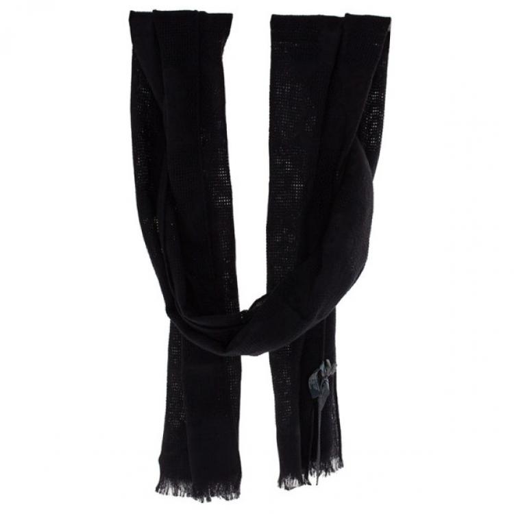 مملوكة مسبقًا Alexander McQueen Black Silk and Wool Skull Scarf