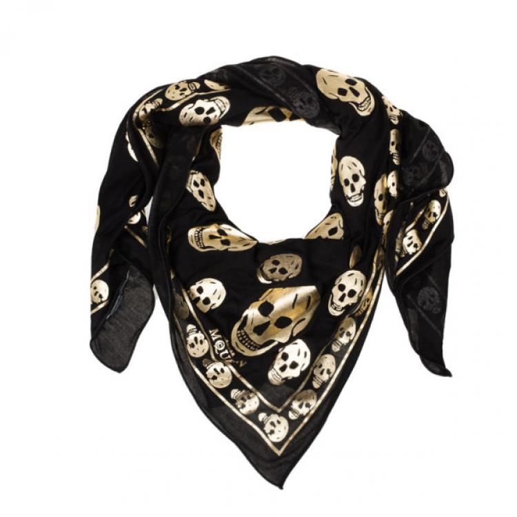 Alexander Mcqueen Black Skull Print Scarf Alexander McQueen