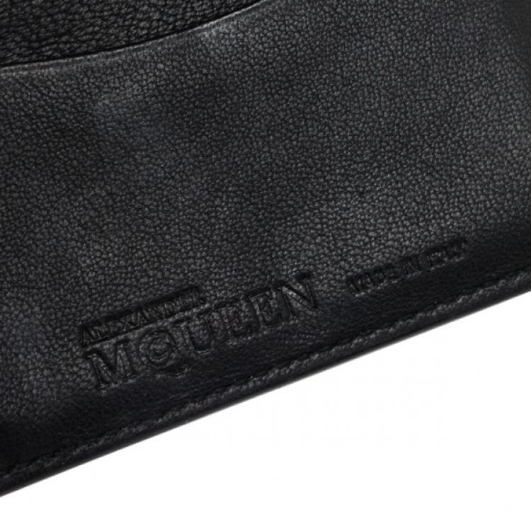 Pre Owned Alexander McQueen Black Spine-Embossed Credit Card Holder