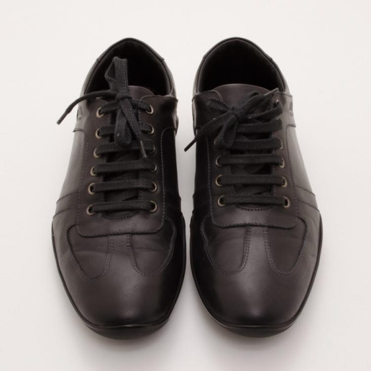 Pre Owned Armani Collezioni Black Leather Men's Sneakers Size 43