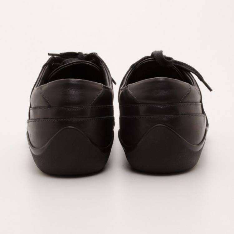 Pre Owned Armani Collezioni Black Leather Men's Sneakers Size 43